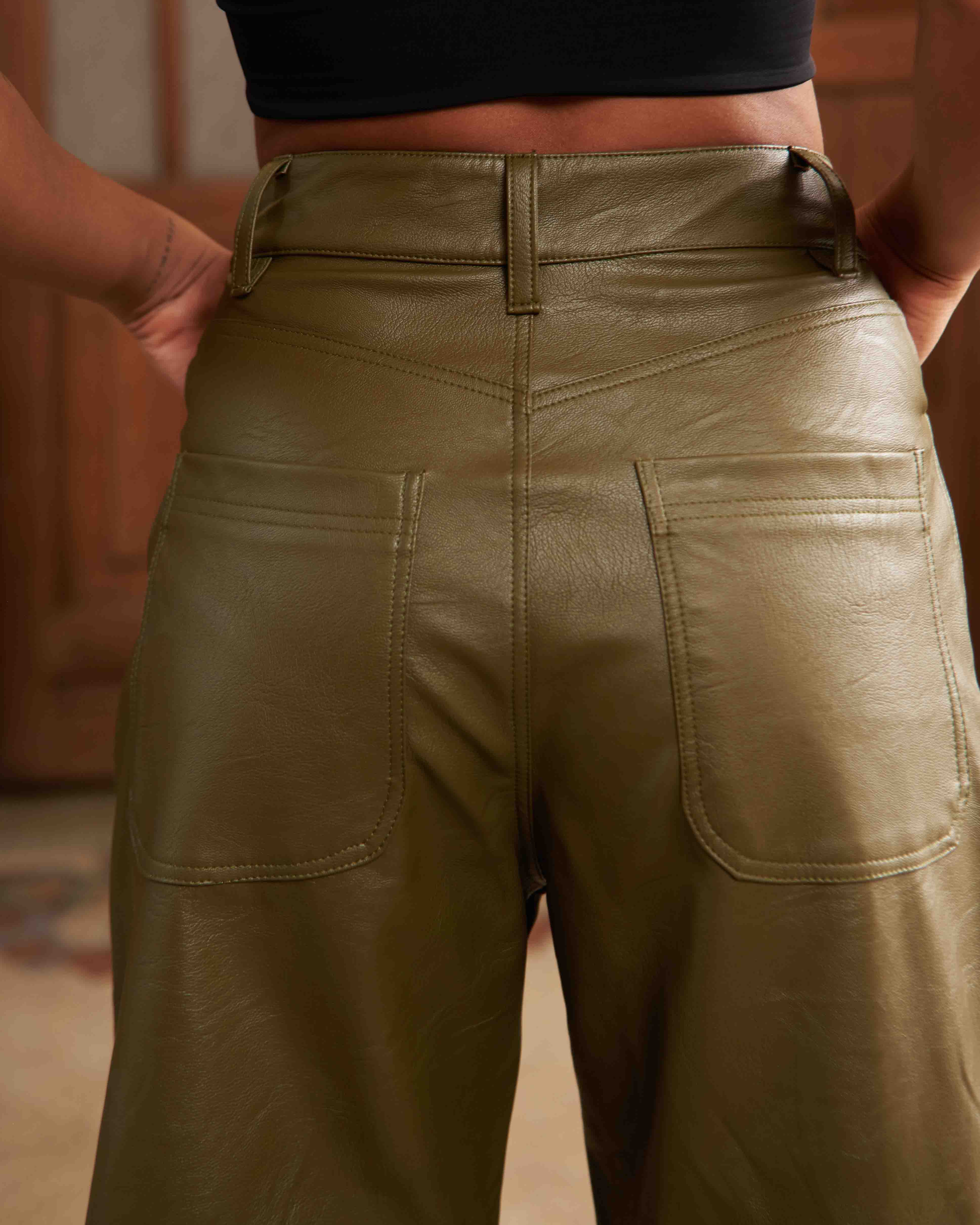 GREEN LEATHER OVER PANTS