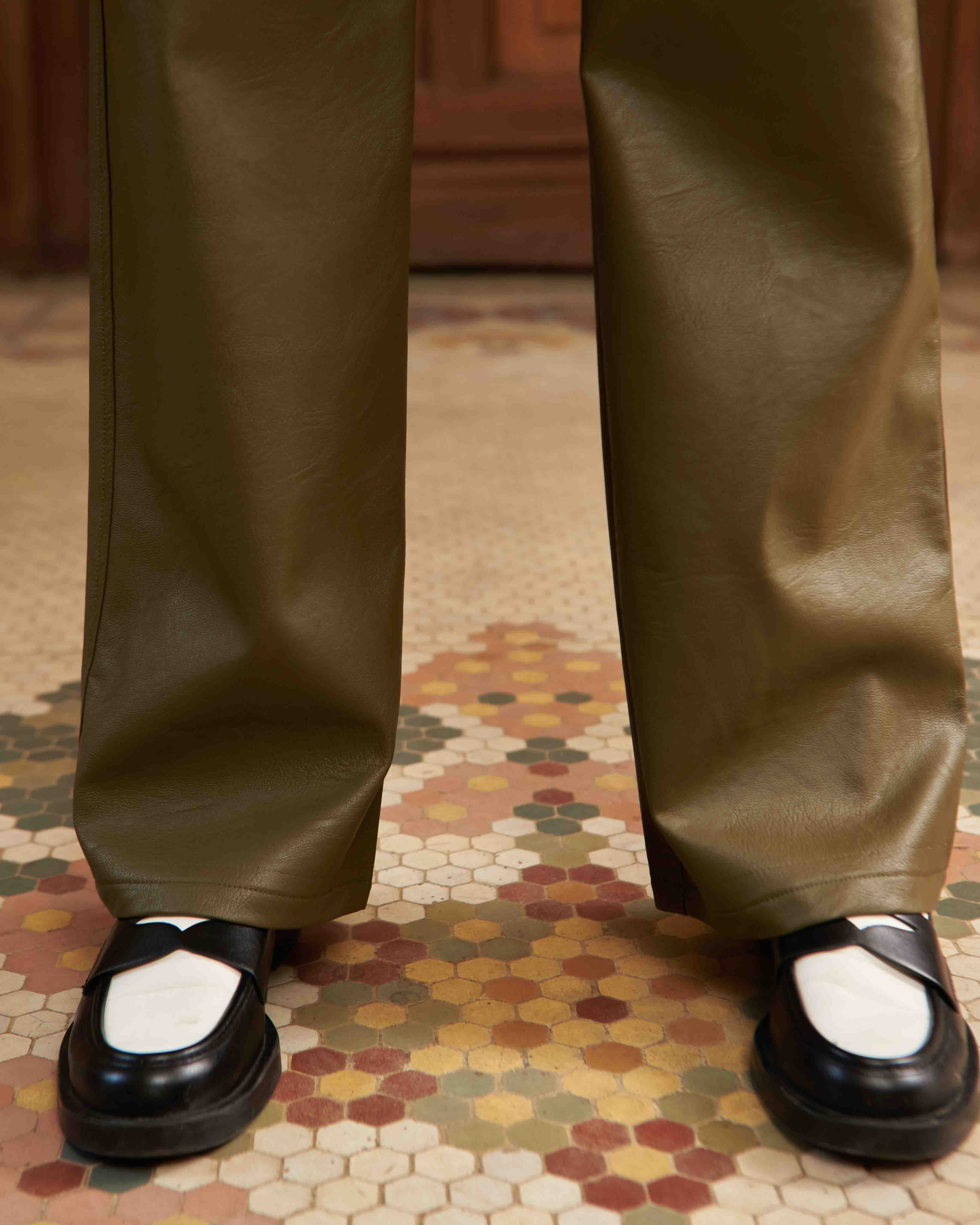 GREEN LEATHER OVER PANTS