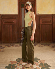 GREEN LEATHER OVER PANTS