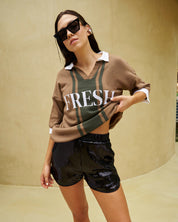 BROWN KNIT POLO