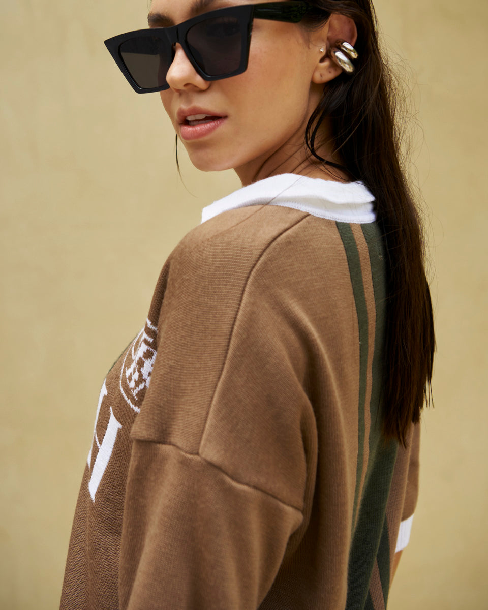 BROWN KNIT POLO